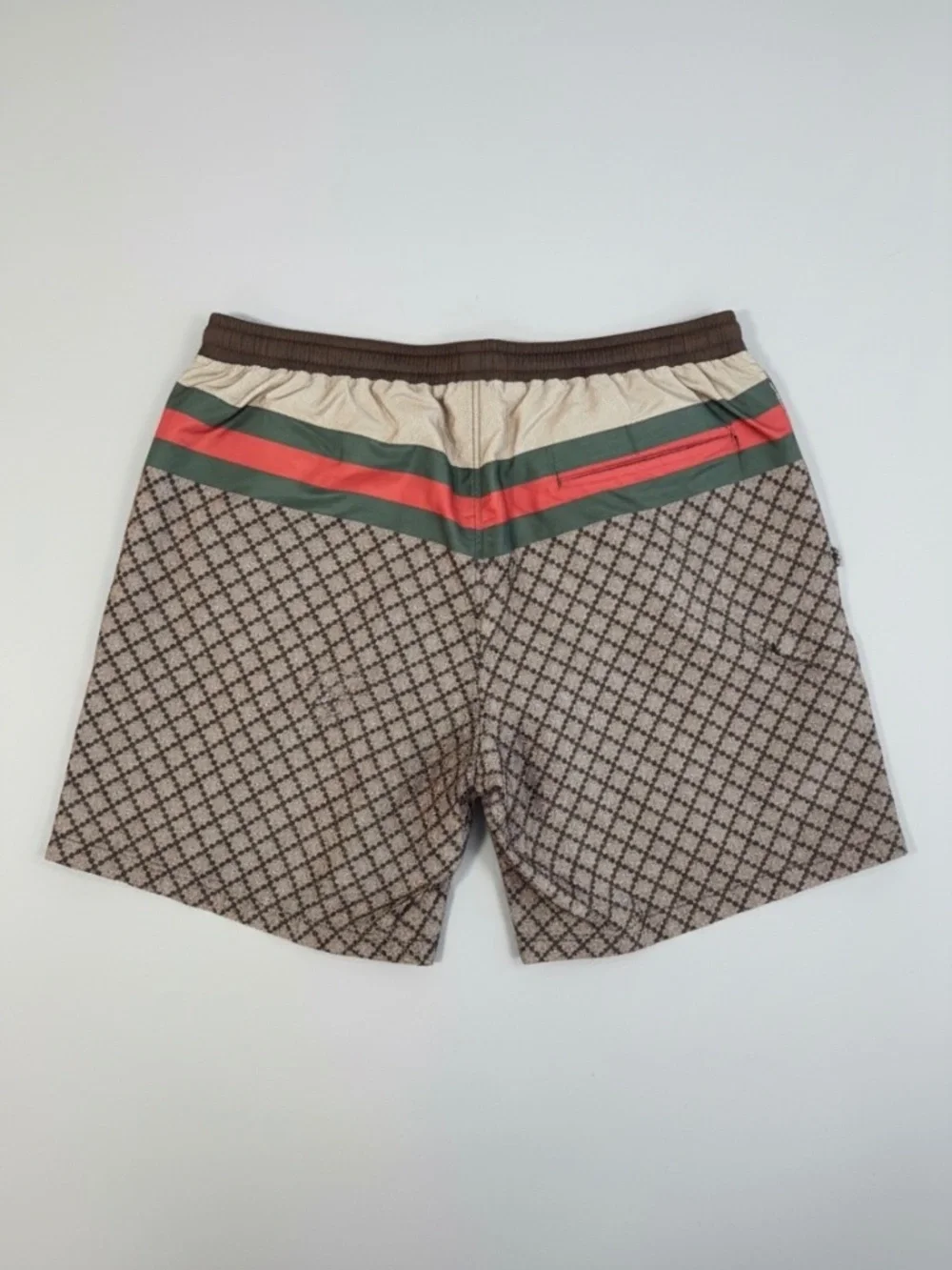 Gucci Brown Diamante Jacquard Nylon Swim Trunks XS NWT Italy